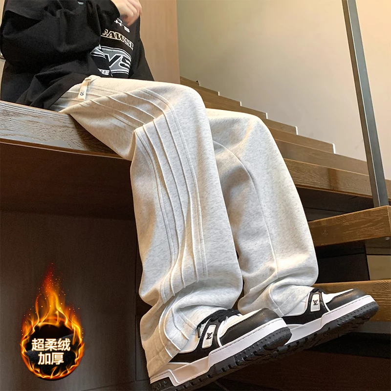 190男生高个子卫裤加长青少年加绒运动裤120CM宽松直筒休闲长裤潮