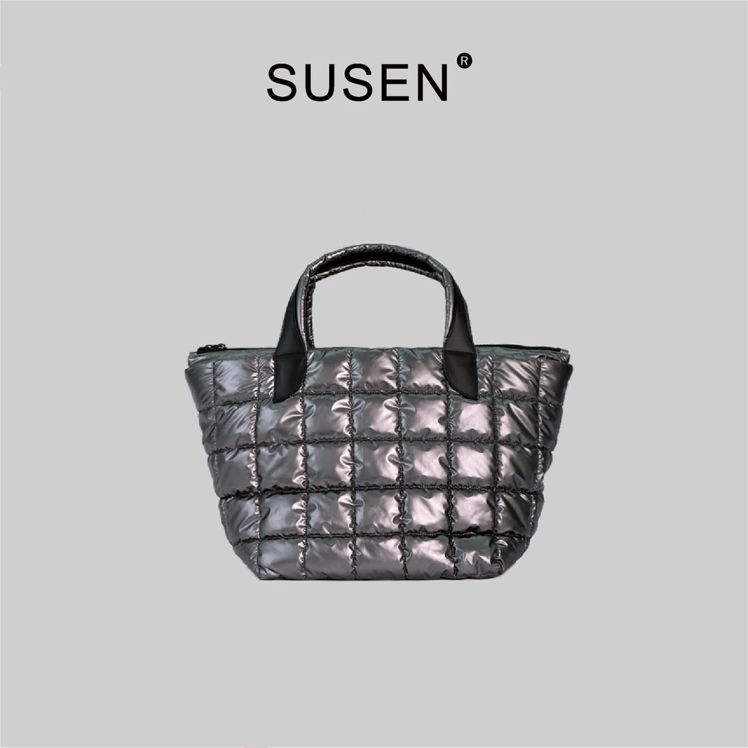 【然厚 X SUSEN】SUSEN新款菱格子母柔软手提单肩时尚泡芙包【大号】