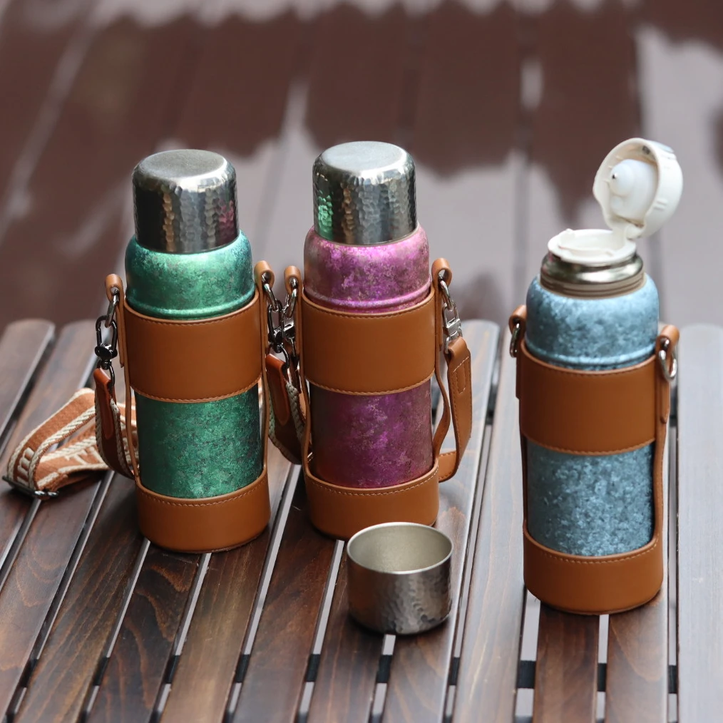 【香香严选】600毫升 内外纯钛镂空杯套复古保温杯 茶杯