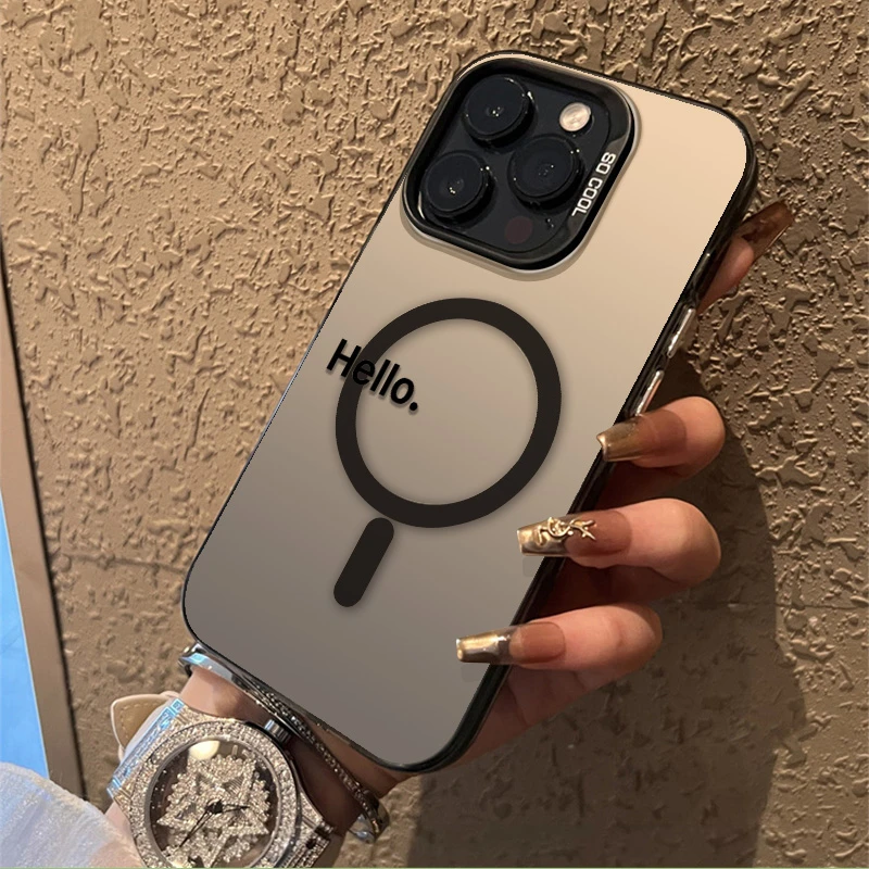 magsafe磁吸字母hello适用苹果15promax手机壳华为pura70磨砂男女