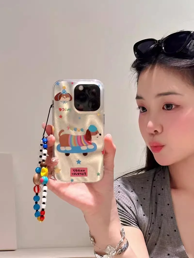 【粉丝专属】趣味滑板车小狗适用苹果16promax手机壳新款性镭射男女