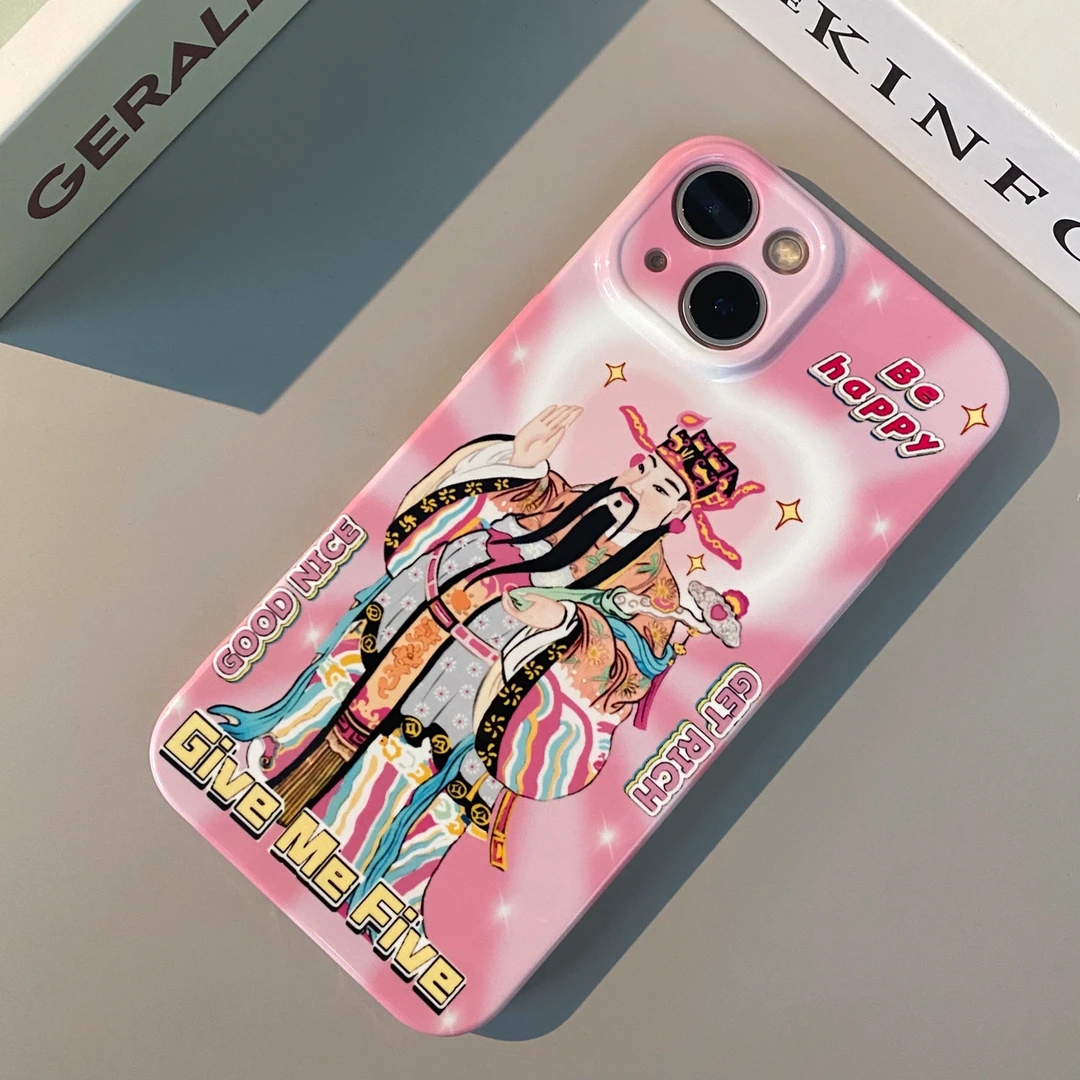 【新年款】粉色财神爷适用苹果15华为小米创意OPPO菲林壳vivo手机壳