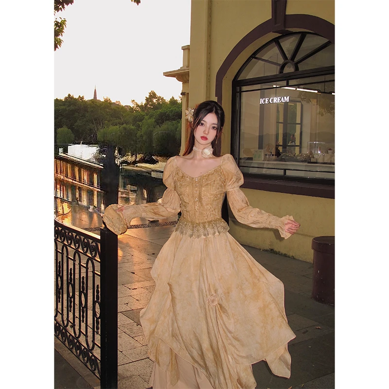 [WALKINDARK]小枯叶·提拉扎染半裙送手工花