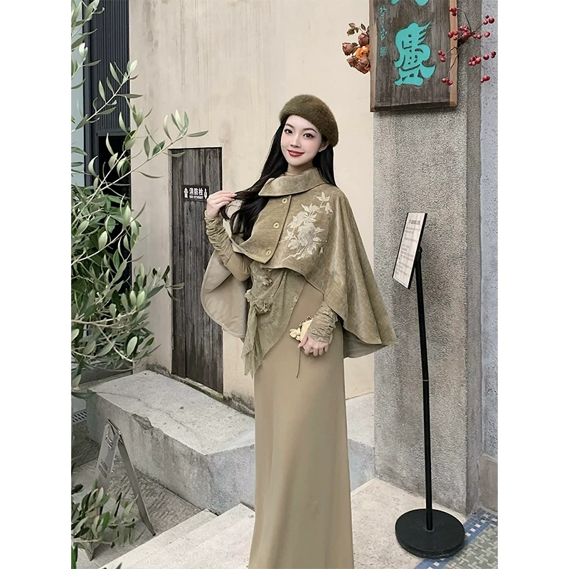 [WALKINDARK]青城柳·刺绣披肩斗篷外套