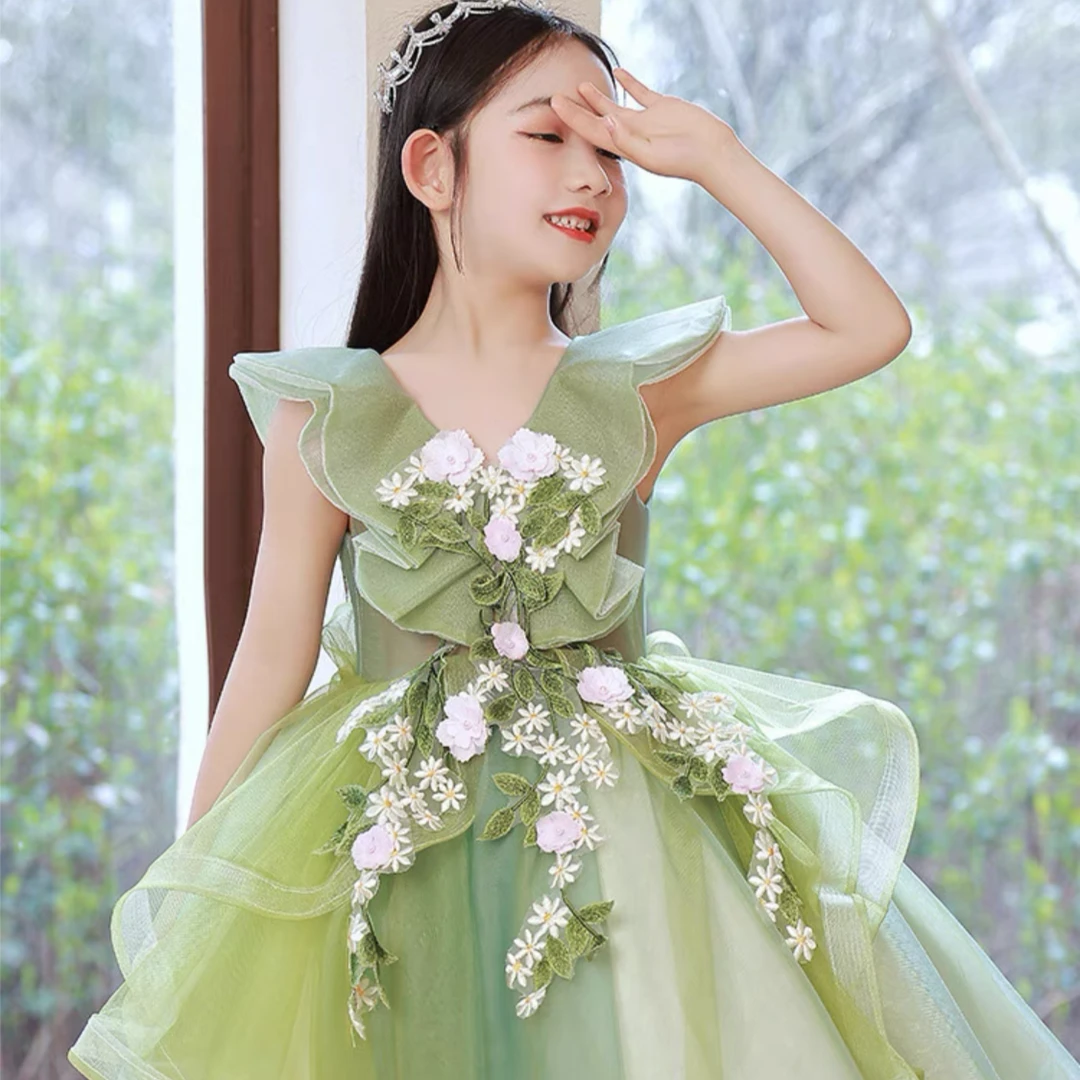 【森系小精灵】女童公主裙花童婚纱高端儿童礼服裙儿童裙钢琴