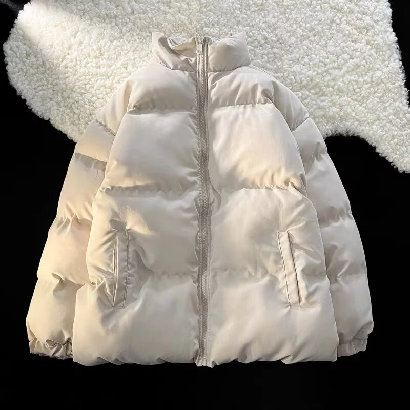 秋冬立领棉衣男女款外套冬季加绒加厚棉服潮牌保暖棉袄简约面包服