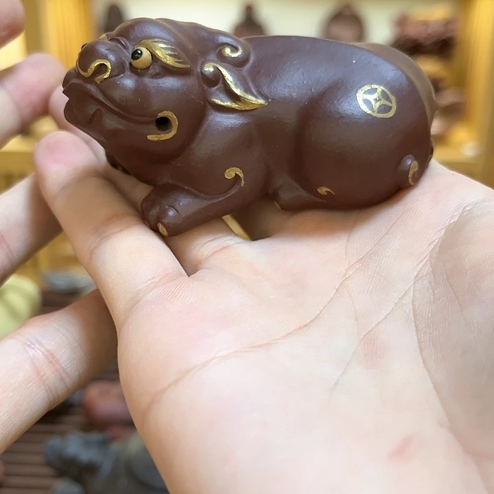 紫砂茶宠紫砂占龙手制小貔貅瑕疵