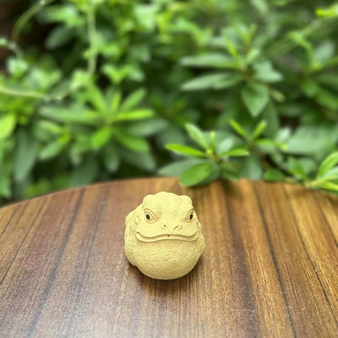 宜兴紫砂茶宠青蛙摆件蟾余手把玩雕塑黄金段泥可爱茶道亏米福利价