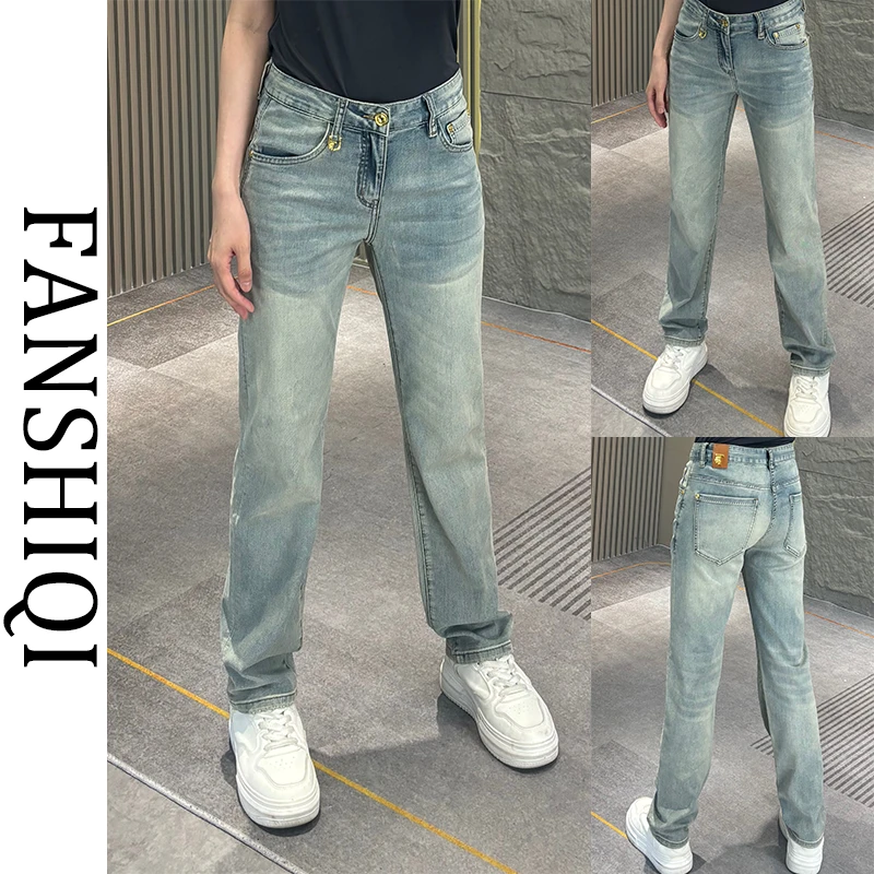 夏季新款牛仔裤高端定制精梳棉男士休闲水洗蓝色直筒显瘦显高3113