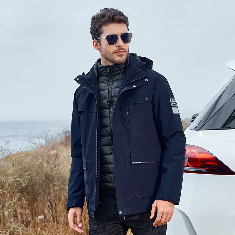 户外冲锋衣男女三合一秋冬季两件套团体工装服外套23897