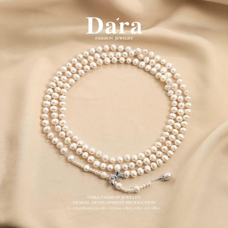 DARA/戴拉【晓晓专属】925银扣8-9mm气质淡水珍珠长款项链YX1295001