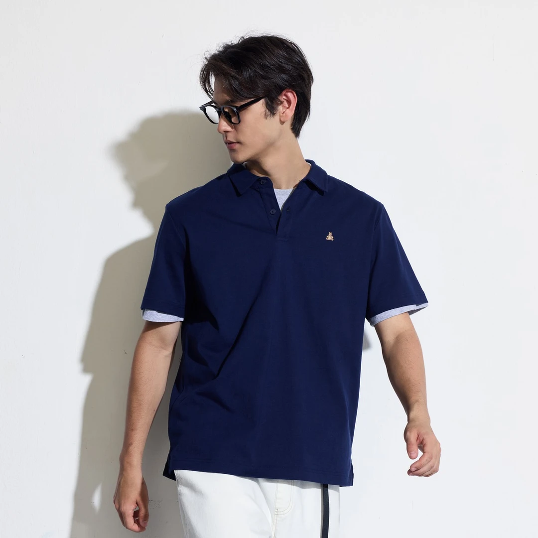 Gap男装2024夏季新款棉质小熊logo短袖polo衫简约纯色上衣466791