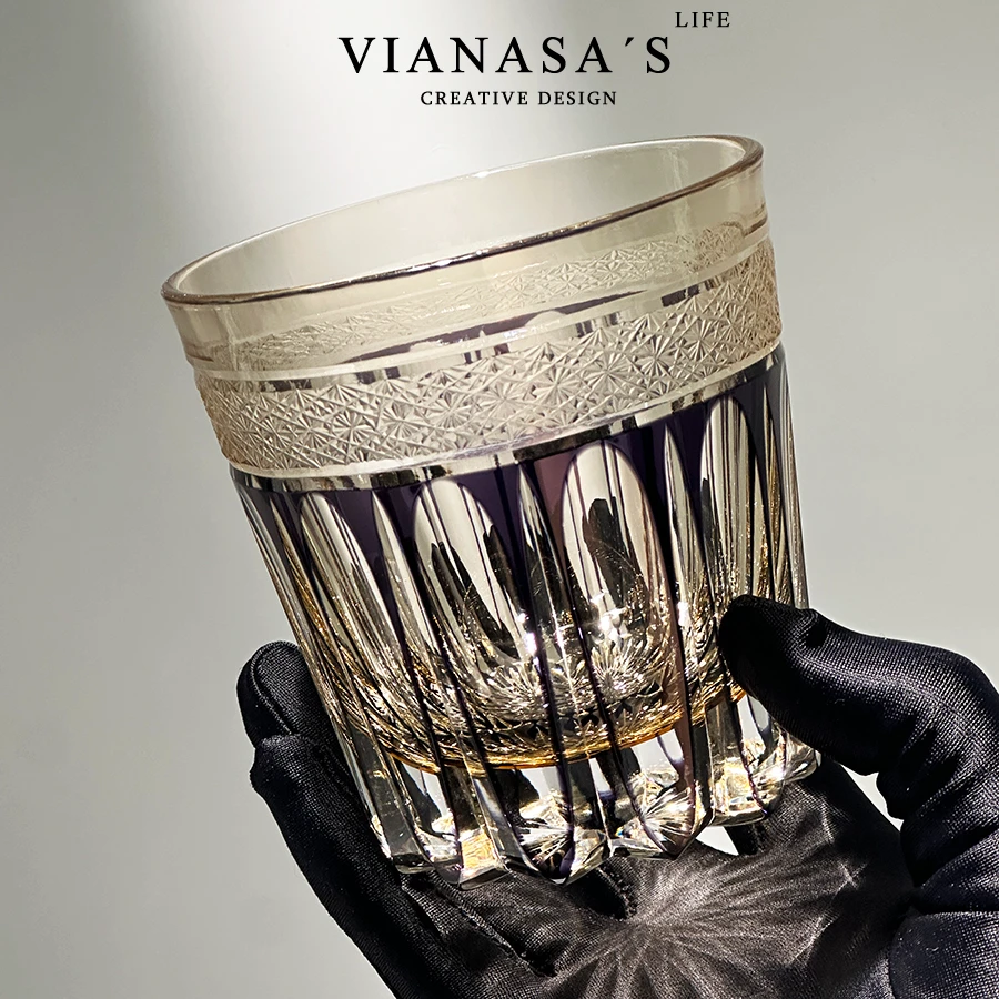 Vianasa's高级小众威士忌酒杯礼盒装江户切子手工水晶杯高档个性