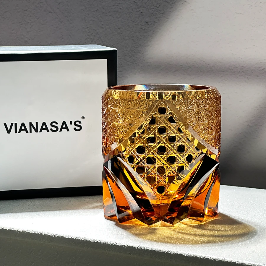 Vianasa's黑武士江户切子杯复古个性洋酒杯欧式古典高档水晶杯