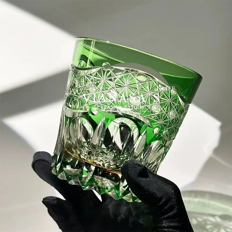 VIANASA'S江户切子曙光套色水晶玻璃手工高档威士忌洋酒杯送礼
