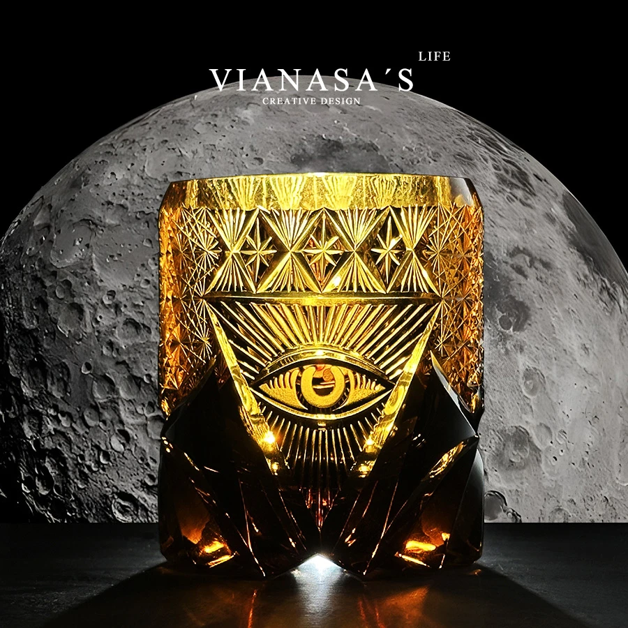 官方正品上帝之眼江户切子杯子洋酒杯高级手工雕花水晶威士忌酒杯