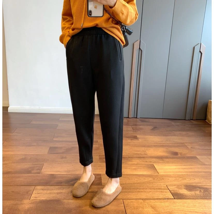 2023冬季加厚加绒柔软显瘦休闲卫裤哈伦裤萝卜裤超暖女百搭外穿