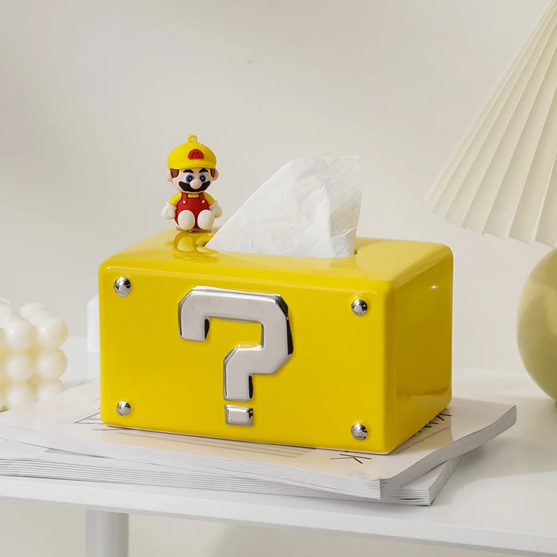 创意马里奥纸巾盒可爱高颜值客厅茶几轻奢风家用抽纸盒餐巾纸盒
