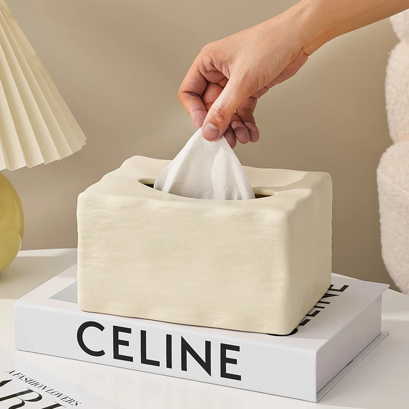 ins创意纸巾盒客厅高档餐边柜轻奢抽纸盒高级感家用陶瓷餐巾纸盒