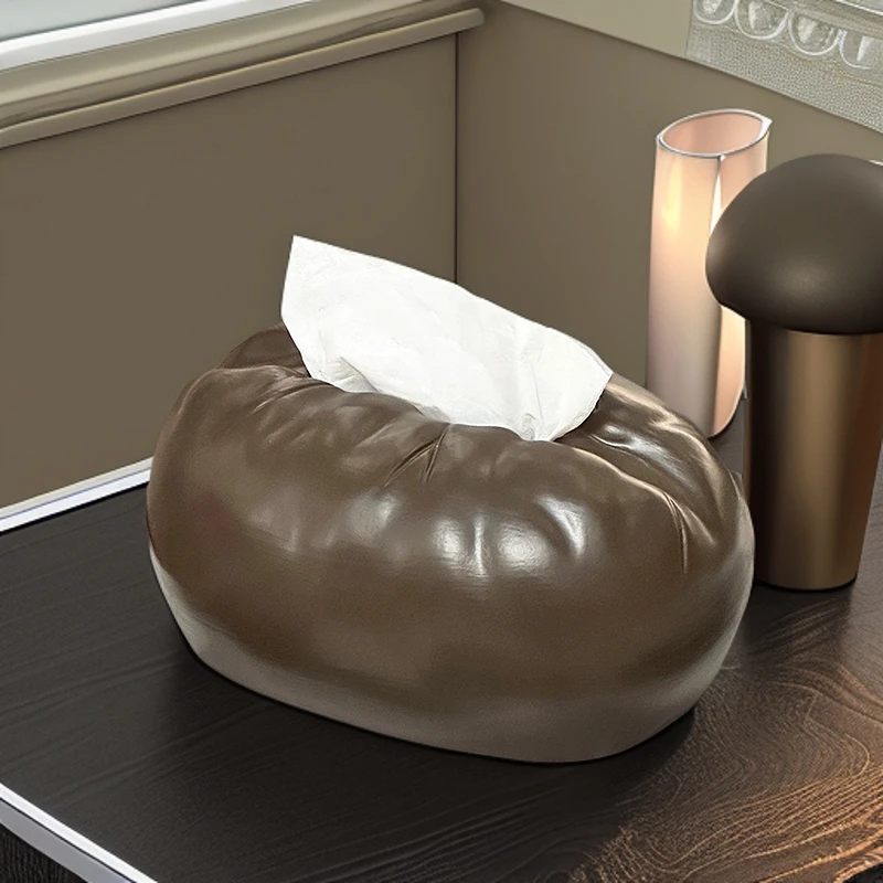 高颜值咖啡豆ins陶瓷纸巾盒客厅茶几摆件餐巾纸盒抽纸盒创意装饰