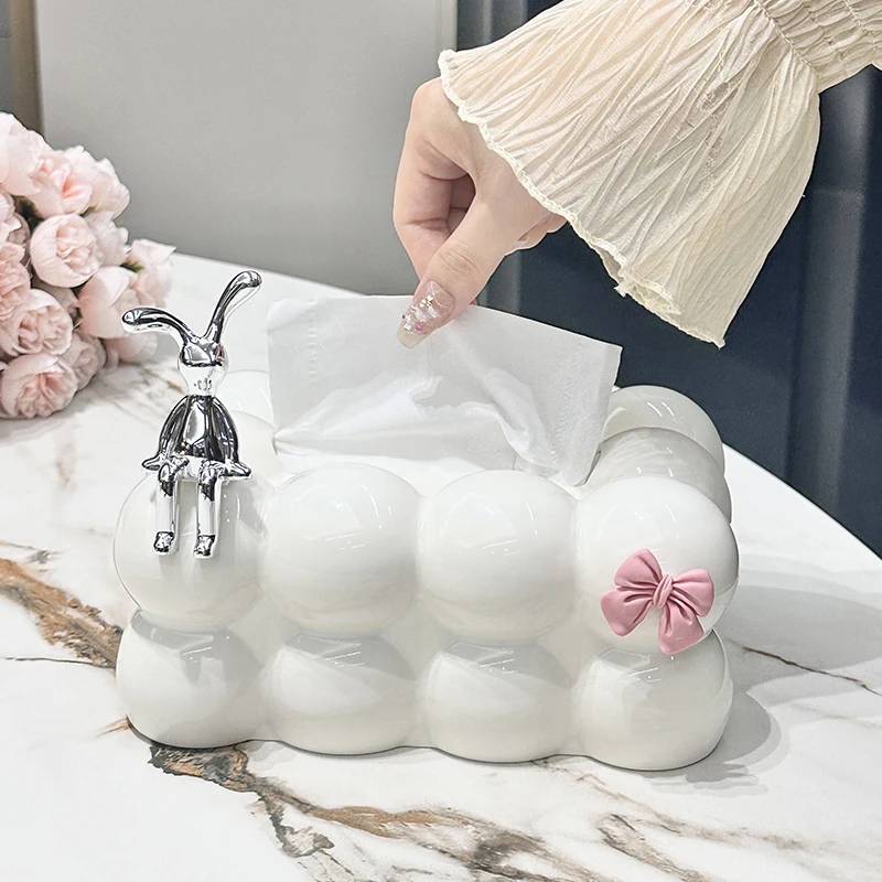 高颜值奶油风轻奢可移动放纸巾盒防水可爱弹力托带弹簧客厅新年礼