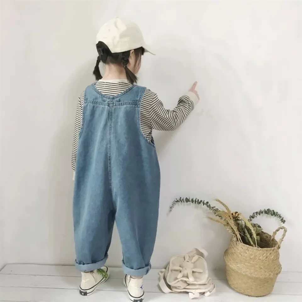 儿童好看韩版2025春秋款男女童小童休闲牛仔背带裤连身裤宝宝潮
