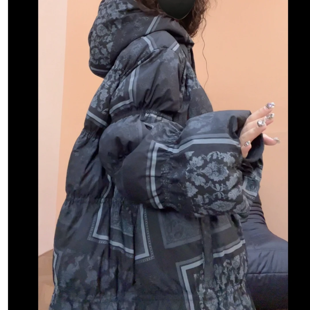 museguhui/木色古汇4199#羽绒服时尚休闲连帽中长款保暖加厚冬季