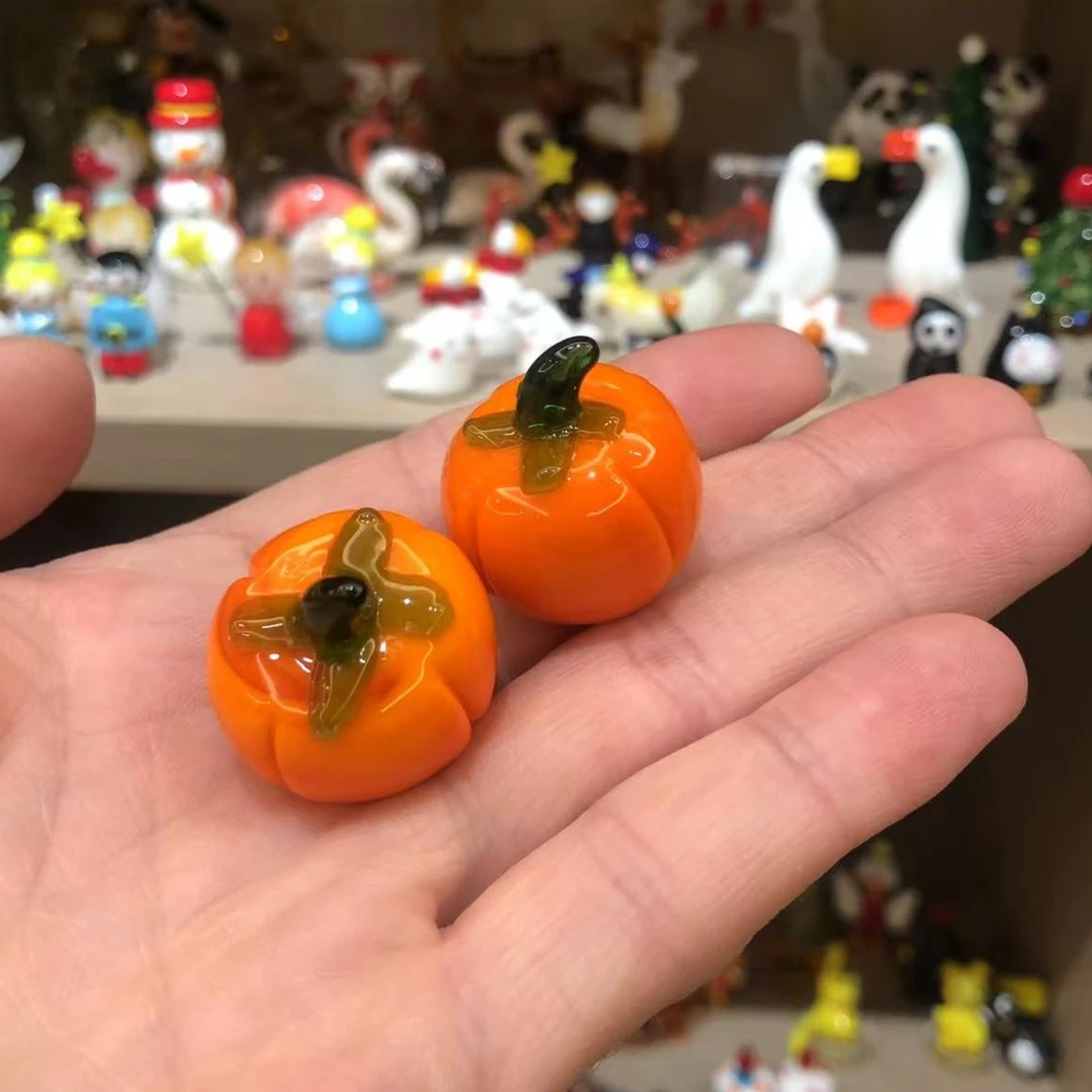 淄博手工琉璃柿子茶宠事事如意造景小摆件仿真可爱水果蔬菜配套