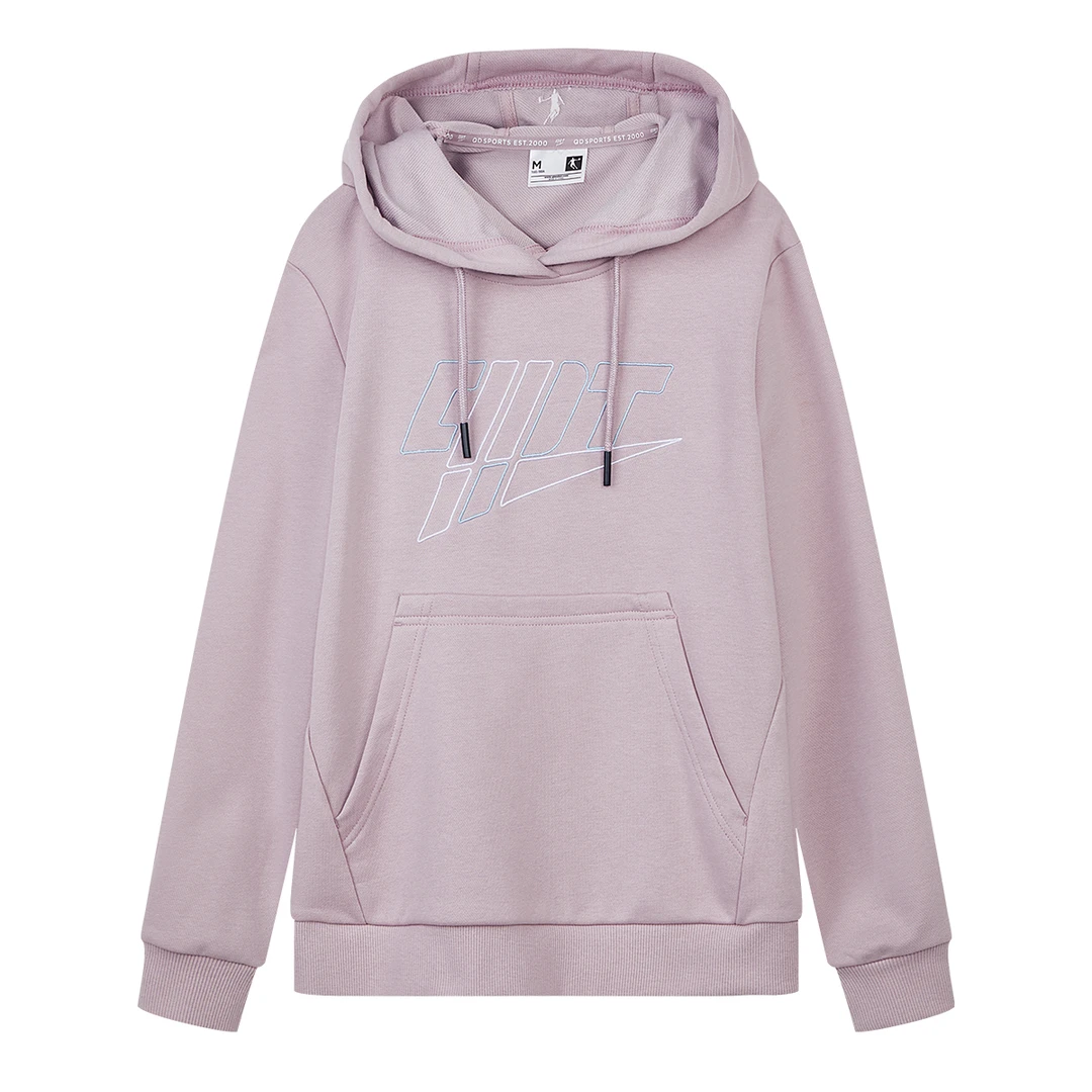 中国乔丹卫衣女宽松加绒连帽套头衫女子休闲运动上衣女款舒适时尚