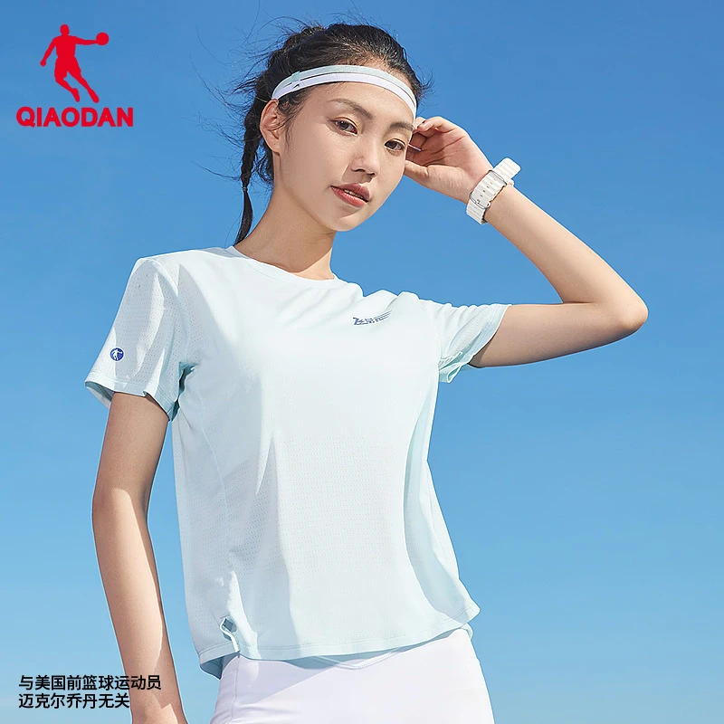 中国乔丹运动透气飞影短袖T恤衫女生2025秋季运动轻薄马拉松速干T