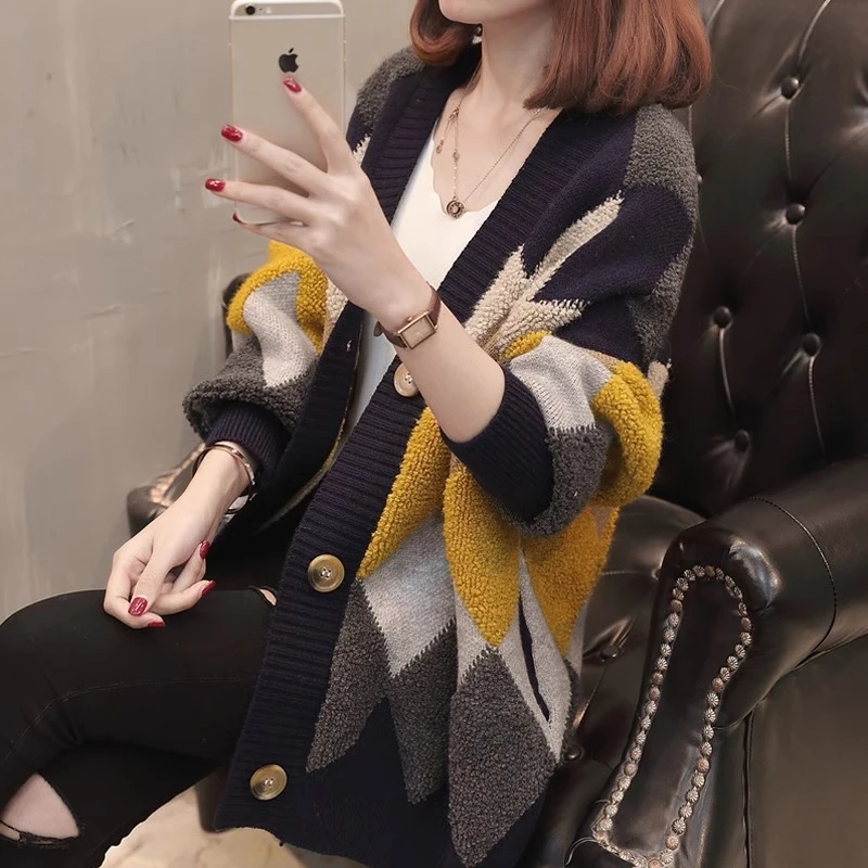 中长款毛衣外套开衫女2025年早秋新款加厚宽松慵懒风外搭针织上衣