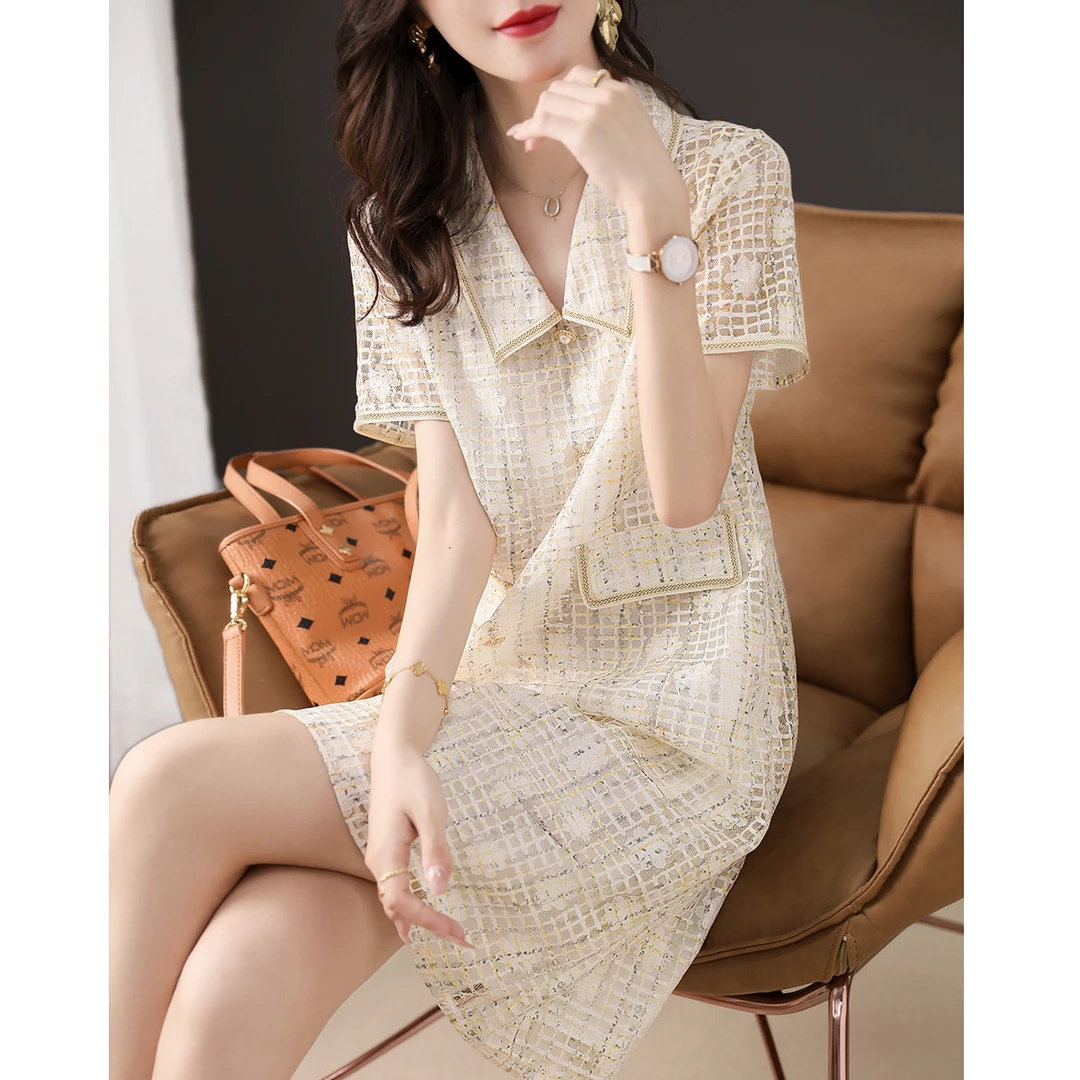 小个子气质连衣裙女夏季2025新款洋气漂亮高级感轻奢爆款蕾丝裙子