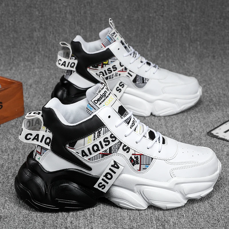 【高品质】2023秋季新款高帮休闲运动鞋男士韩版潮流男鞋增高老爹鞋