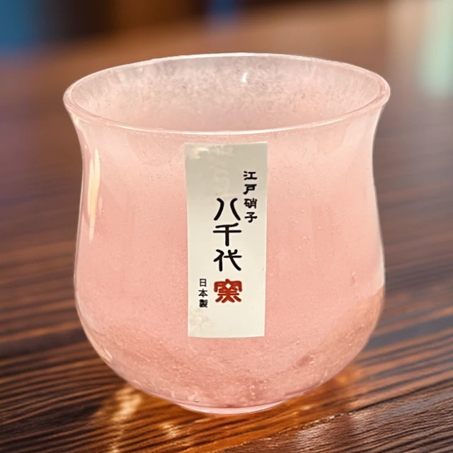 日本江户硝子八千代手作粉色琉璃气泡轻奢简约日式创意冷茶杯酒杯