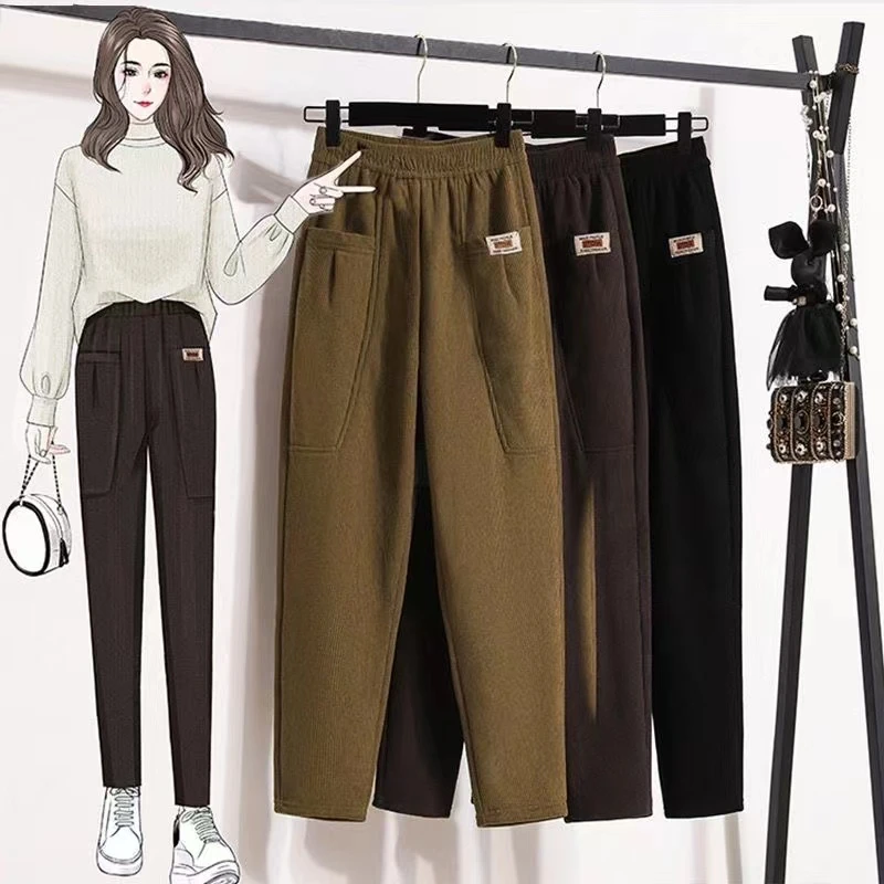 福利清仓！！！秋季新款木棉绒松紧腰显瘦长裤哈伦裤