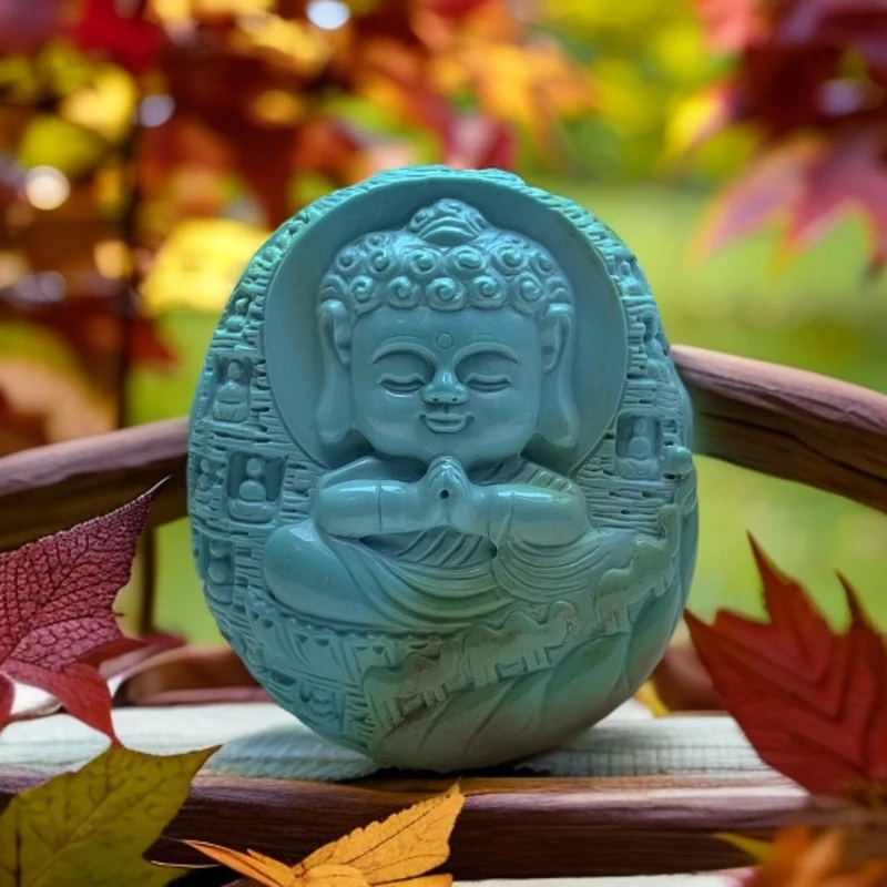 原矿纯天然绿松石宝宝佛