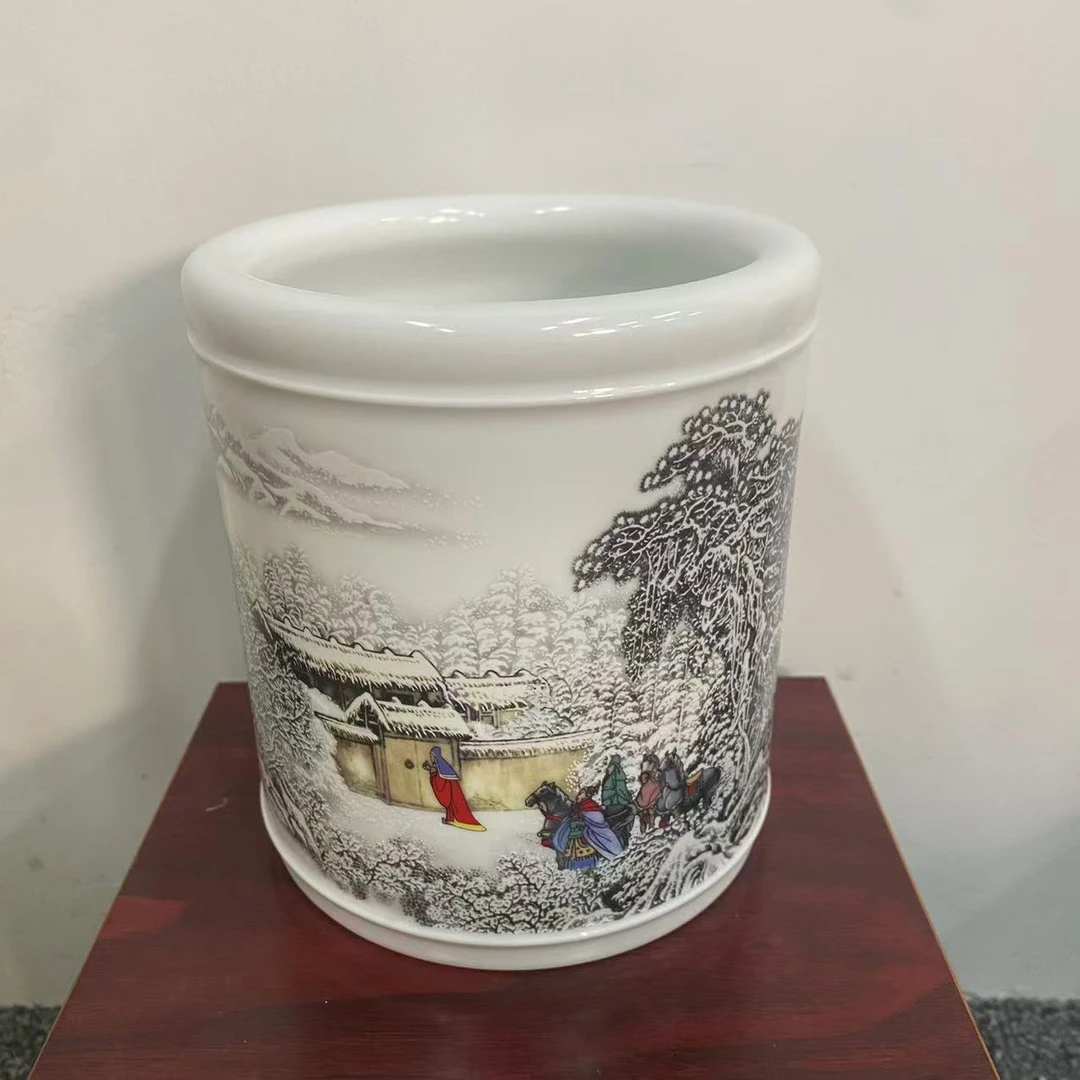 【宏泰·瓷源】景德镇高端赏瓷 三顾茅庐笔筒zsm0119