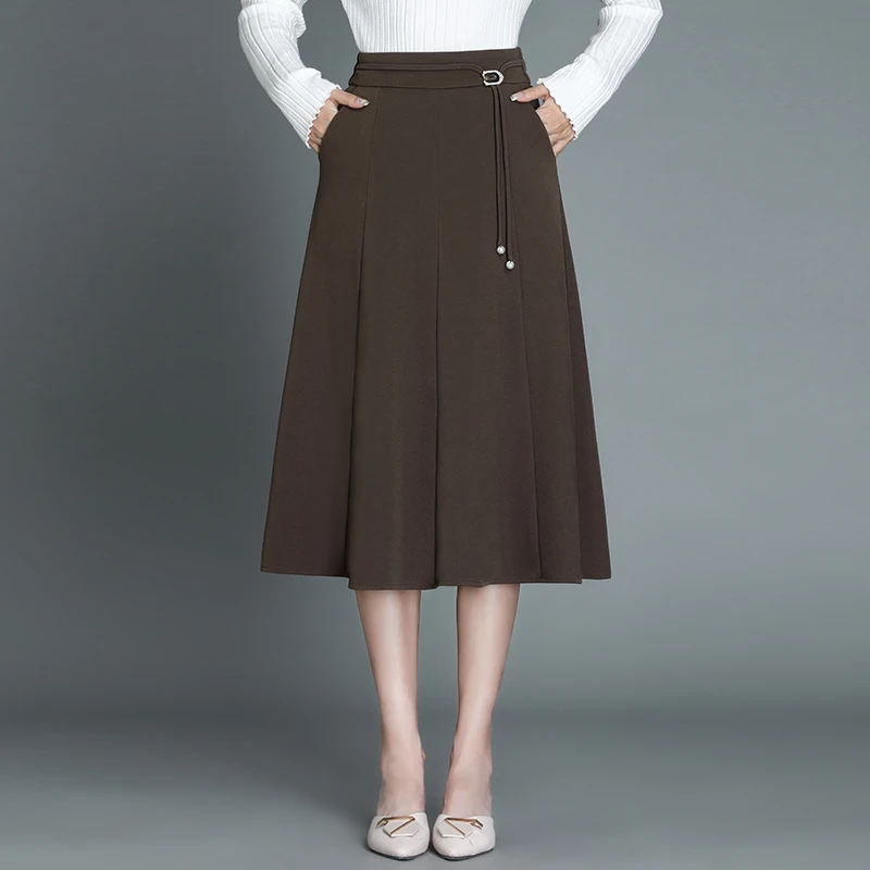 高腰a字中长款裙子半身裙女2024年秋季新款时尚休闲洋气妈妈裙子