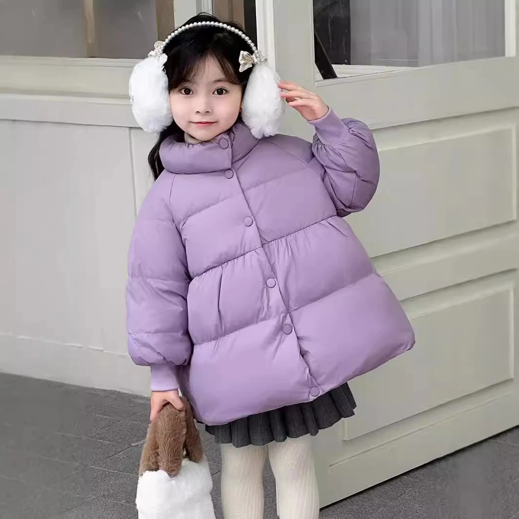 女童羽绒服中长款2024冬季加厚收腰洋气公主网纱裙儿童宝宝外套潮