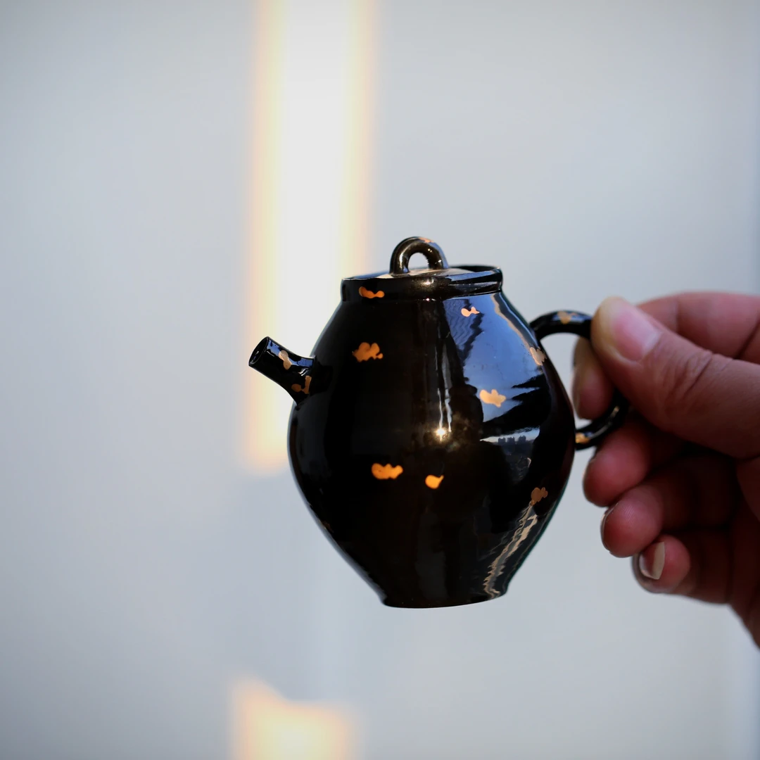 黑釉点金小壶集雲款全手工定制独孔泡茶壶纯手工复古家用茶道茶壶