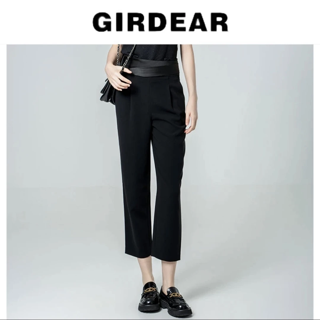 哥弟/GIRDEAR女士新款腰封高腰显瘦烟管休闲裤超强时髦感1100172