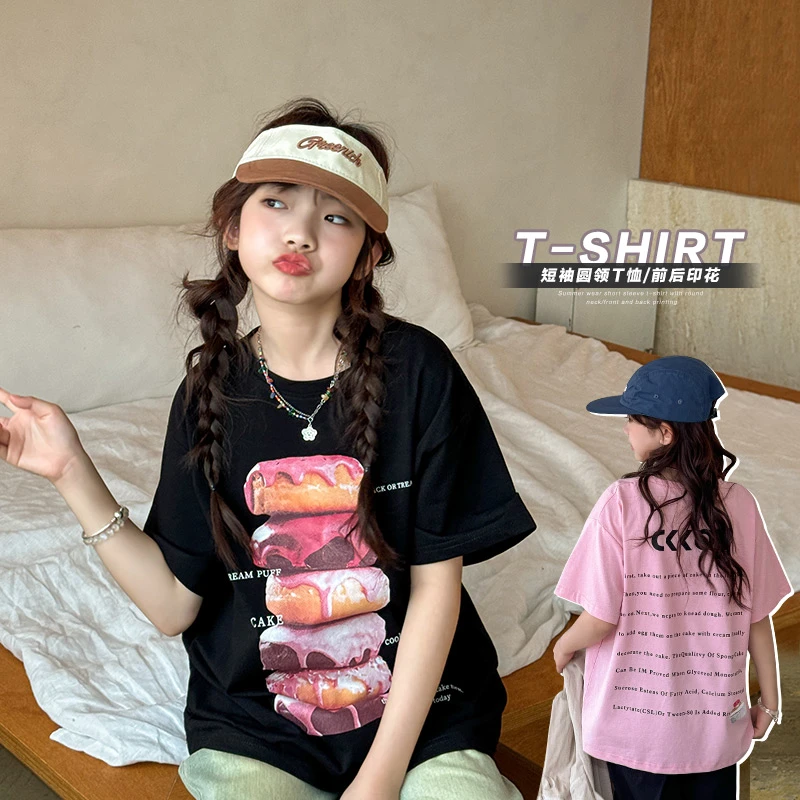女童短袖T恤夏季宽松印花休闲上衣SY332