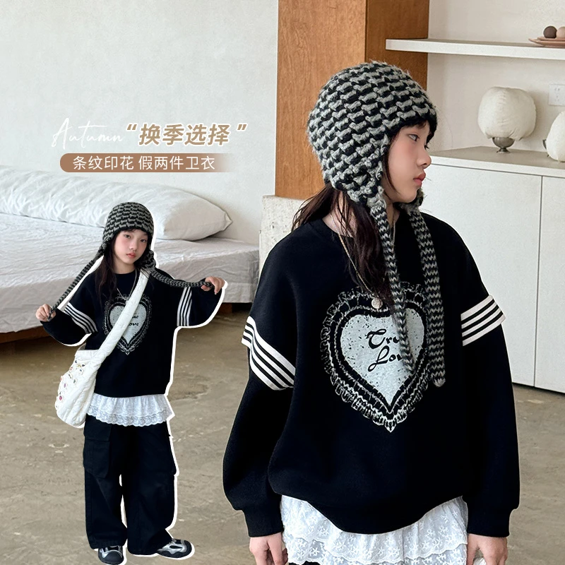 女童上衣2024秋冬新款休闲风百搭卫衣XBB007