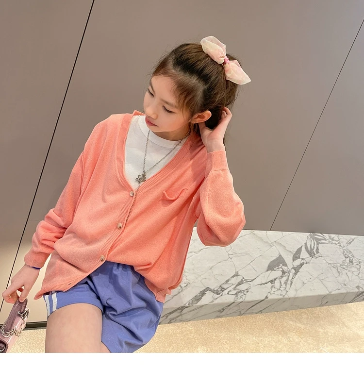 女童春秋新款中大童春秋百搭针织开衫MS361