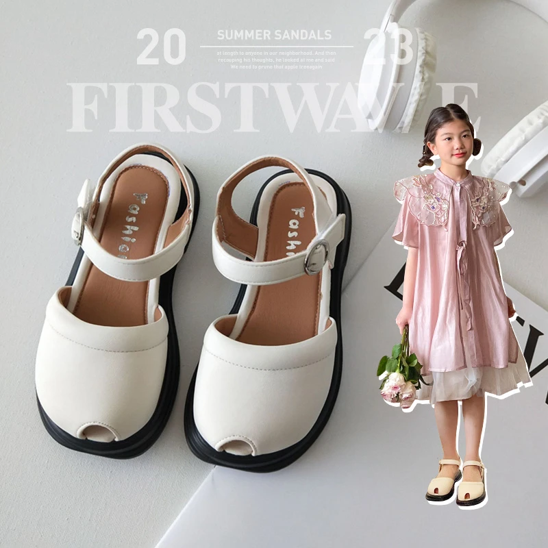 女童小皮鞋夏季百搭透气凉鞋小女孩软底鞋子简约气质童鞋PS161