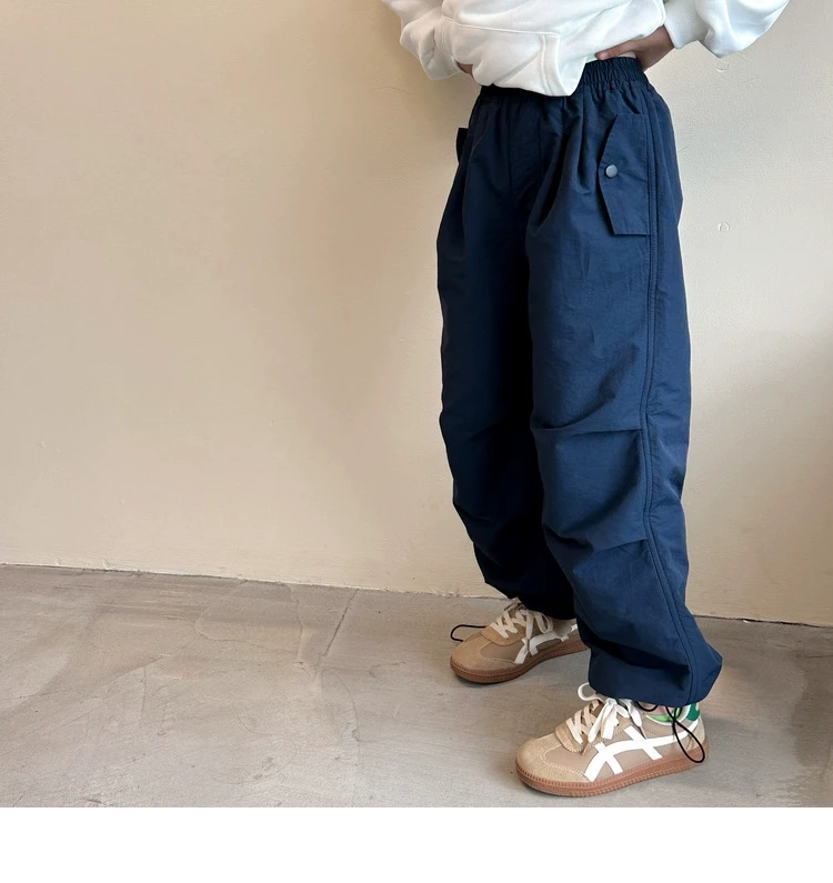 女童工装裤加绒加厚秋冬中大童宽松直筒百搭休闲裤冬装CH982