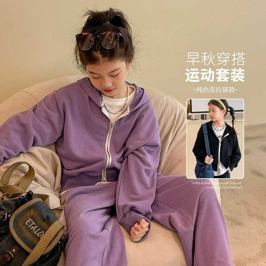 女童休闲运动风套装2023秋装新款中大童韩版宽松两件套春秋WE879
