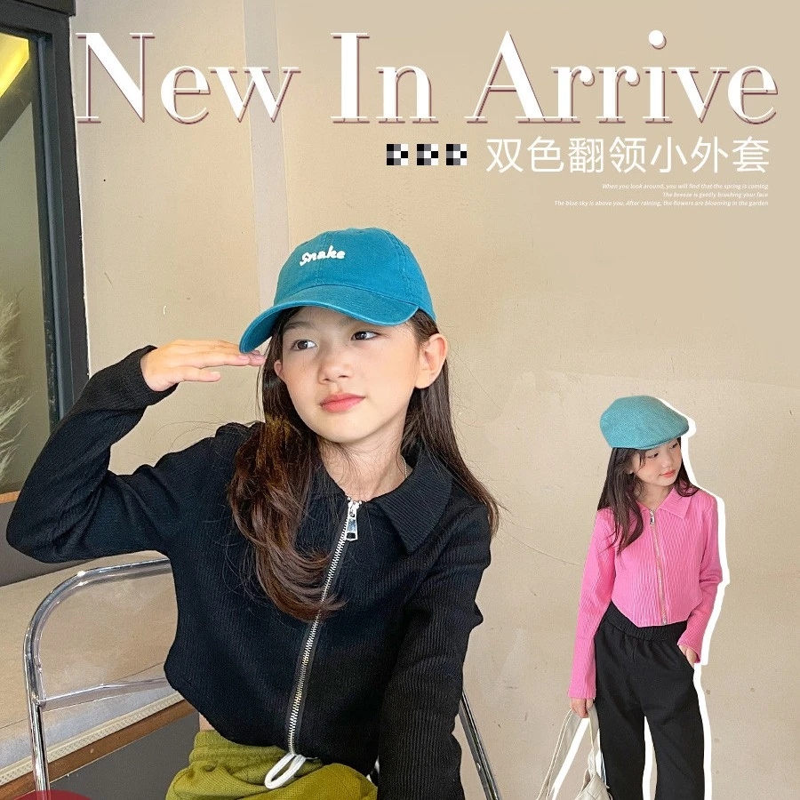 女童短款外套2022秋装新款中大童洋气翻领修身儿童上衣WE113