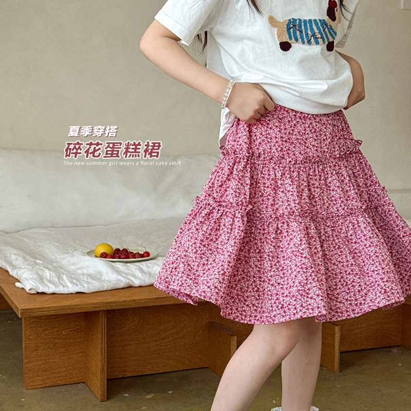 【菲菲家】女童半身裙2024夏季新款中大童显瘦碎花蛋糕裙QZ077