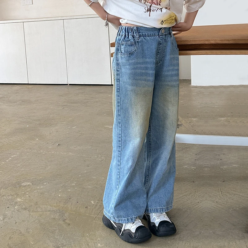 皮皮姐专属女童夏季薄款牛仔裤2儿童宽松直筒百搭裤子夏装KZ120